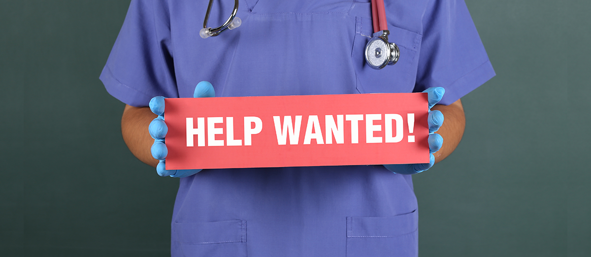 physician shortage - help wanted sign